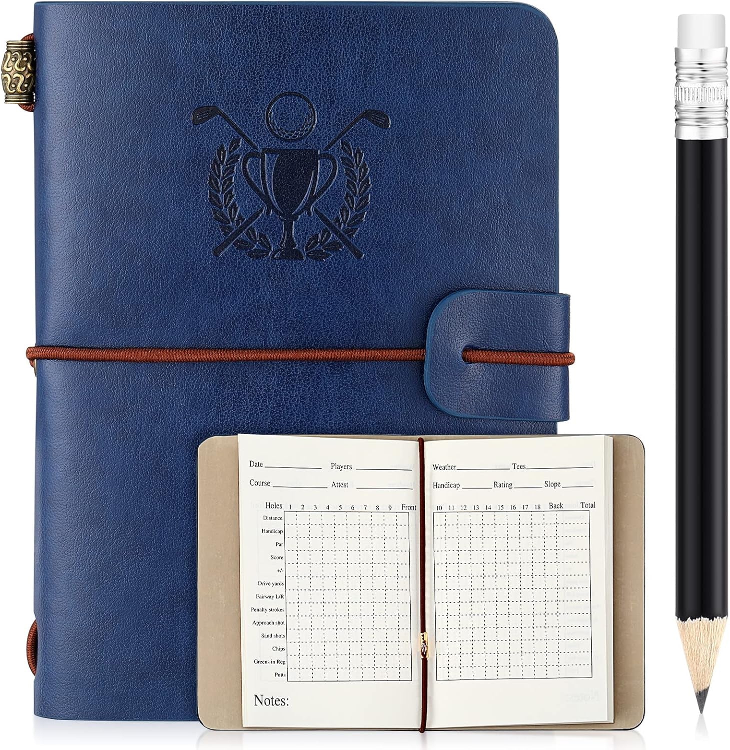 Golf Scorecard Book with Pencil Leather Golf Journal Scorecard Holder Accessorie