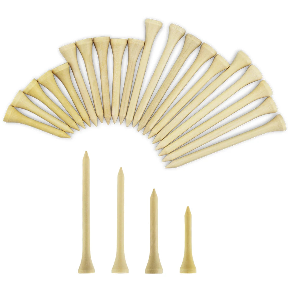 Pack 100 Pcs Golf Tees 4 Sizes Wooden Bamboo Golf Ball Holder Wholesale Golf Accessories Custom Golf Tee Practice Drop Ship