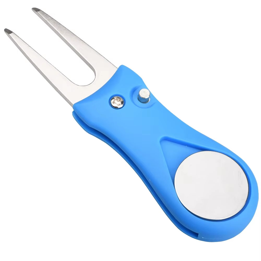1PCS Foldable Golf Divot Repair Tool with Ball Marker - Switchblade Style Pitch Fork & Groove Cleaner Portable Golf Accessories
