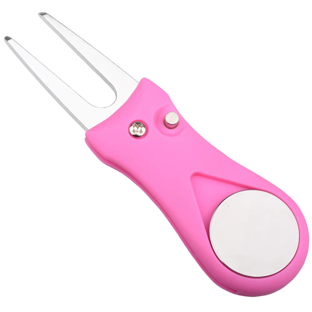 1PCS Foldable Golf Divot Repair Tool with Ball Marker - Switchblade Style Pitch Fork & Groove Cleaner Portable Golf Accessories