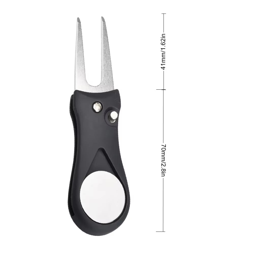 1PCS Foldable Golf Divot Repair Tool with Ball Marker - Switchblade Style Pitch Fork & Groove Cleaner Portable Golf Accessories