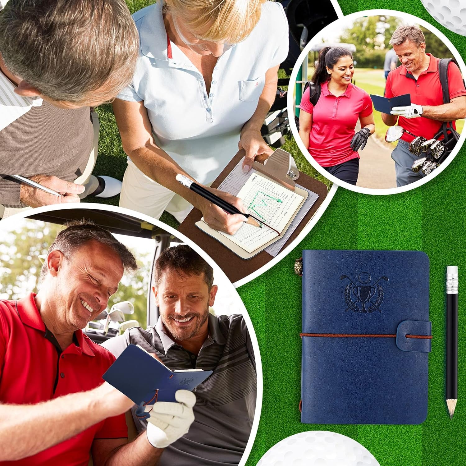 Golf Scorecard Book with Pencil Leather Golf Journal Scorecard Holder Accessorie