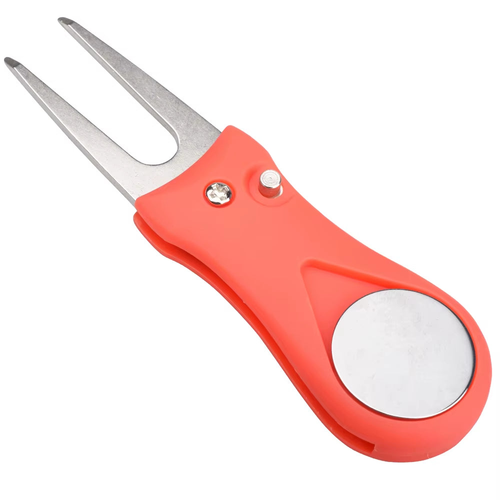 1PCS Foldable Golf Divot Repair Tool with Ball Marker - Switchblade Style Pitch Fork & Groove Cleaner Portable Golf Accessories