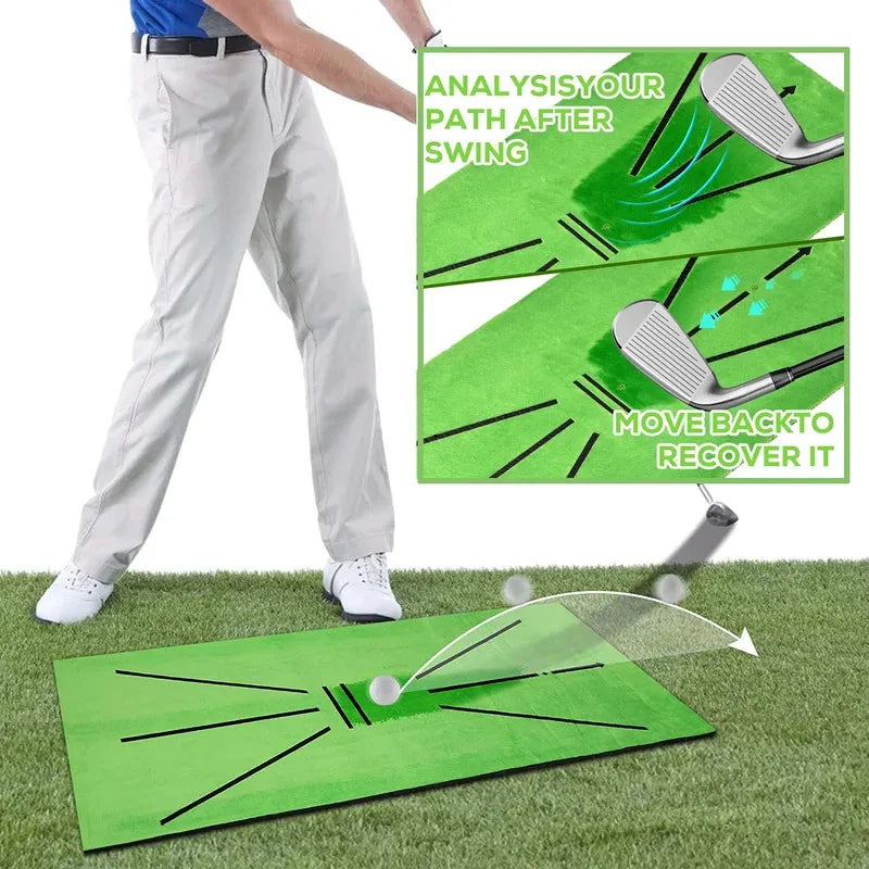 Golf Training Mat Swing Practice Pad with Trajectory Marking for Batting Direction Detection