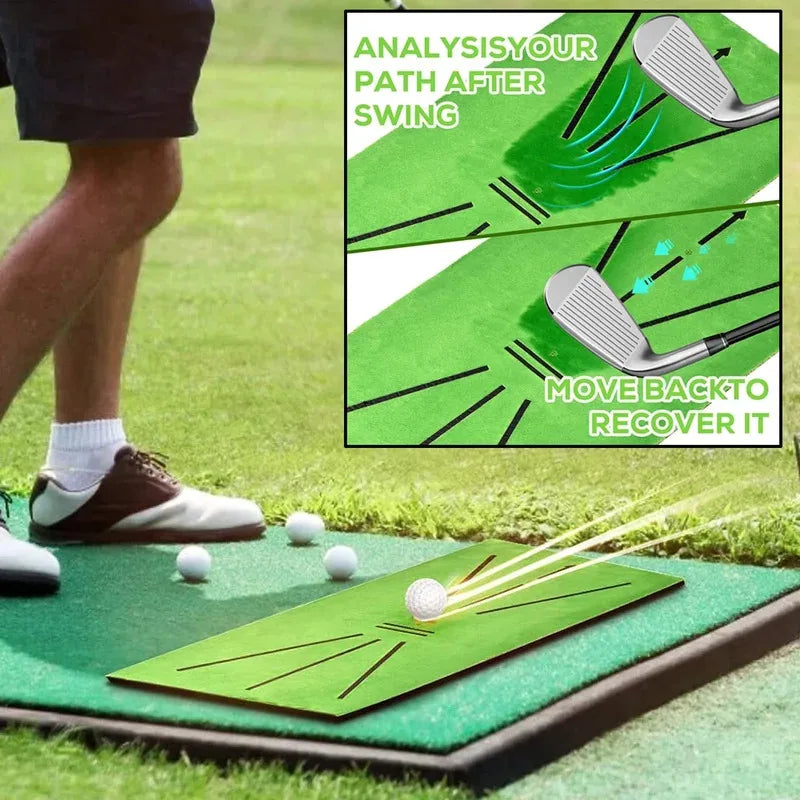 Golf Training Mat Swing Practice Pad with Trajectory Marking for Batting Direction Detection