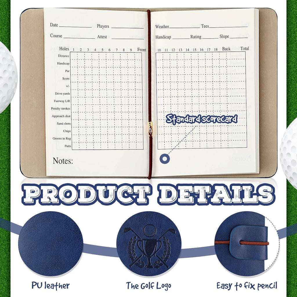 Golf Scorecard Book with Pencil Leather Golf Journal Scorecard Holder Accessorie