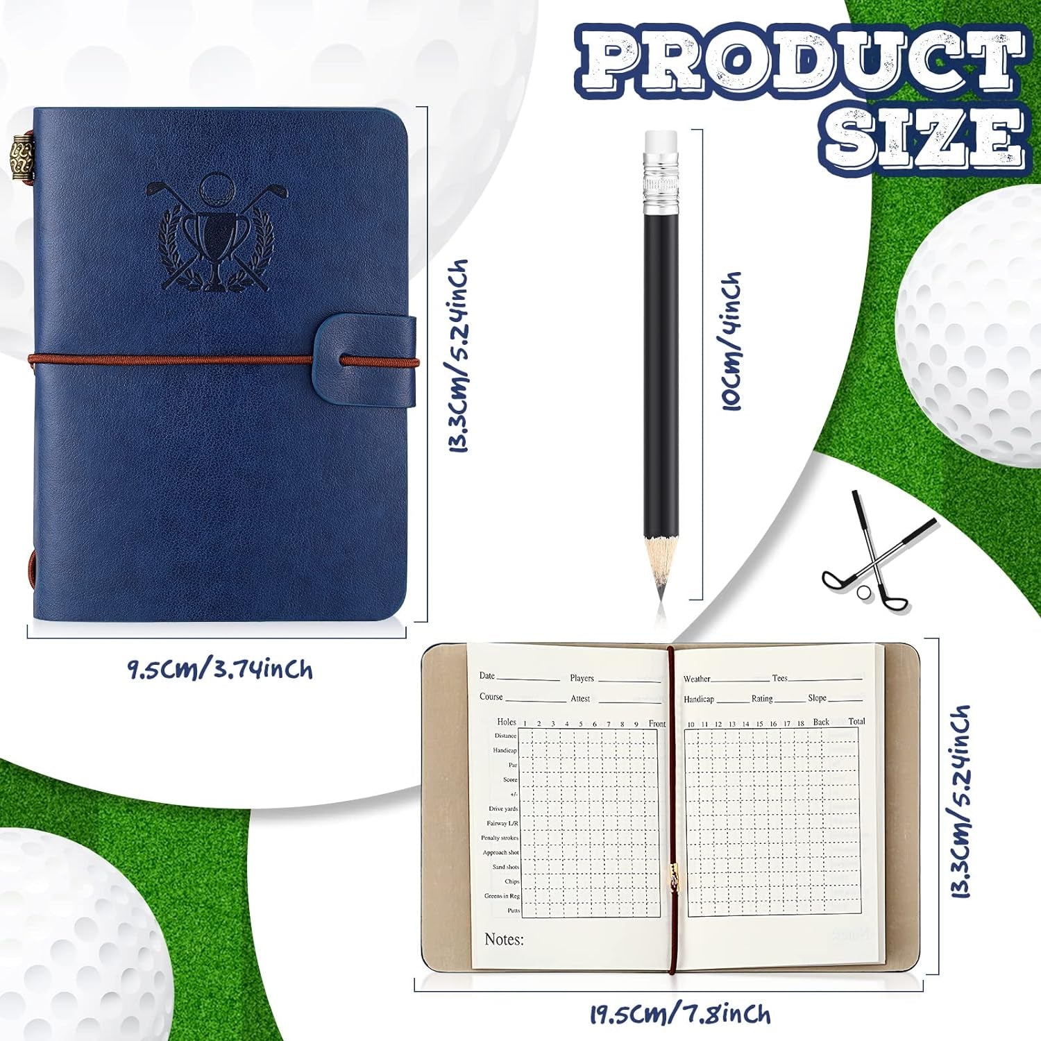 Golf Scorecard Book with Pencil Leather Golf Journal Scorecard Holder Accessorie